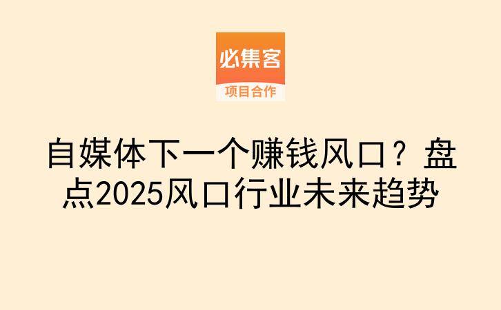 自媒体下一个赚钱风口？盘点2025风口行业未来趋势-云推网创项目库