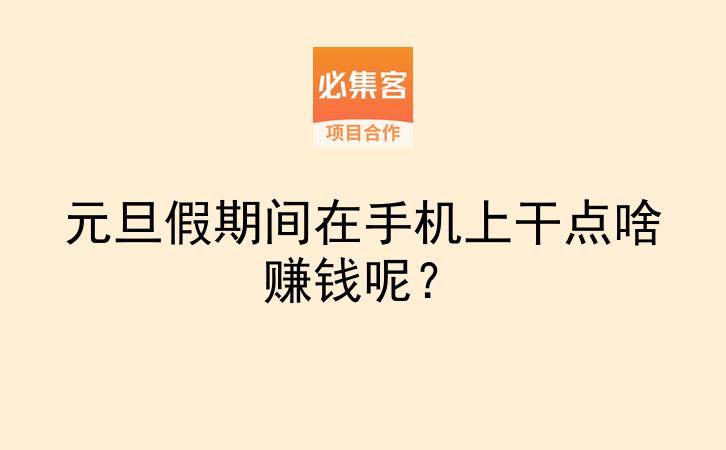 元旦假期间在手机上干点啥赚钱呢？-云推网创项目库