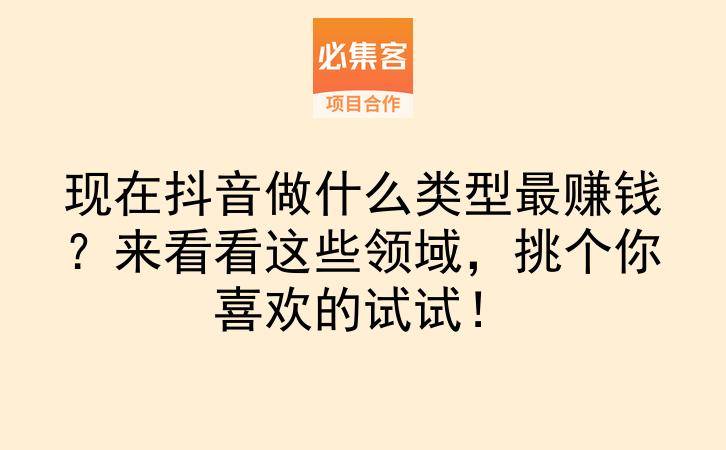 现在抖音做什么类型最赚钱？来看看这些领域，挑个你喜欢的试试！-云推网创项目库