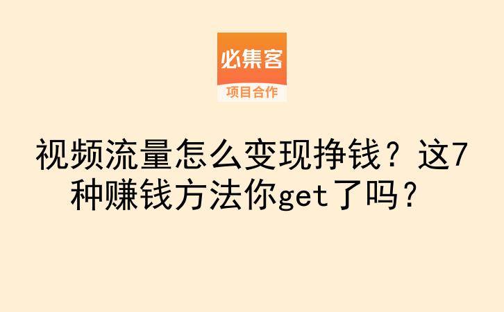 视频流量怎么变现挣钱?这7种赚钱方法你get了吗?-云推网创项目库