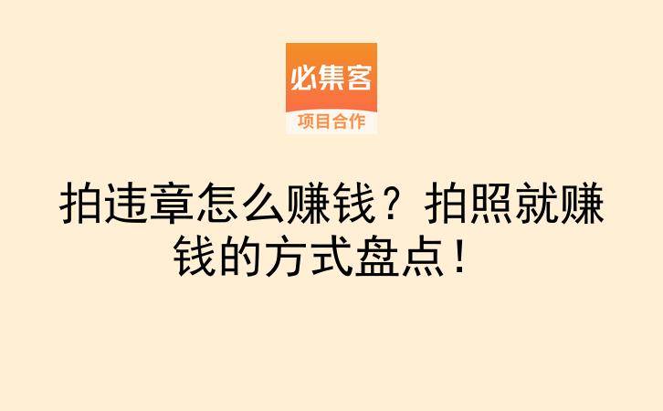 拍违章怎么赚钱?拍照就赚钱的方式盘点!-云推网创项目库
