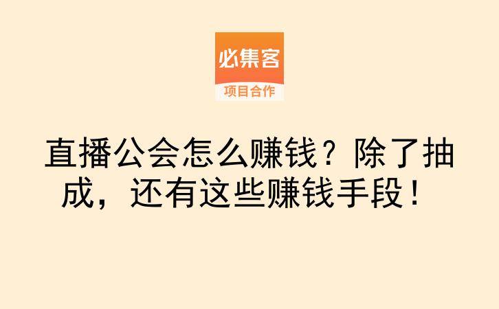 直播公会怎么赚钱？除了抽成，还有这些赚钱手段！-云推网创项目库