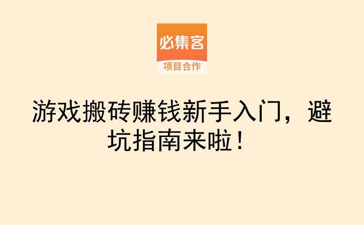 游戏搬砖赚钱新手入门，避坑指南来啦！-云推网创项目库