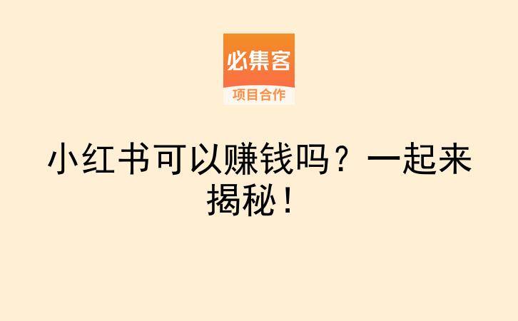 小红书可以赚钱吗?一起来揭秘!-云推网创项目库