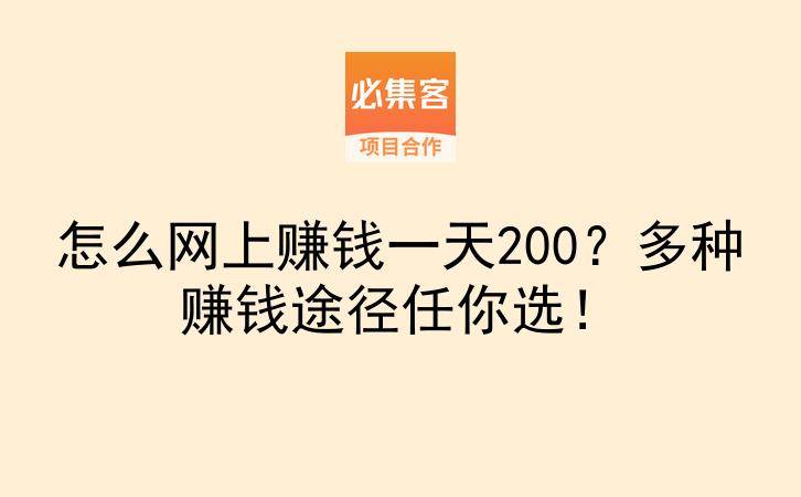 怎么网上赚钱一天200？多种赚钱途径任你选！-云推网创项目库