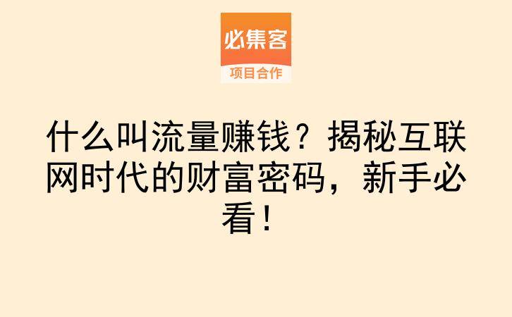 什么叫流量赚钱?揭秘互联网时代的财富密码,新手必看!-云推网创项目库