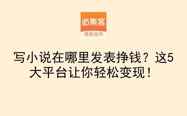 写小说在哪里发表挣钱？这5大平台让你轻松变现！-云推网创项目库