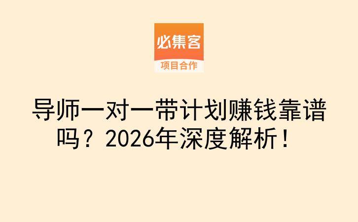 导师一对一带计划赚钱靠谱吗？2026年深度解析！-云推网创项目库