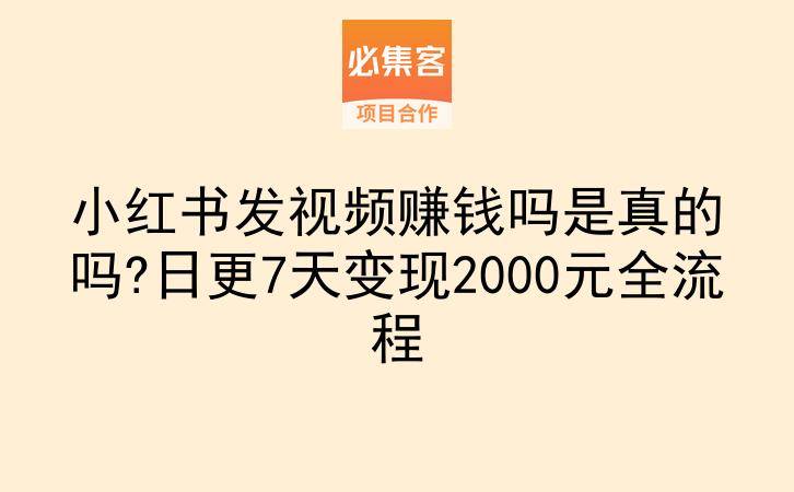 小红书发视频赚钱吗是真的吗?日更7天变现2000元全流程-云推网创项目库
