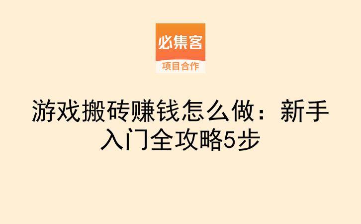 游戏搬砖赚钱怎么做：新手入门全攻略5步-云推网创项目库