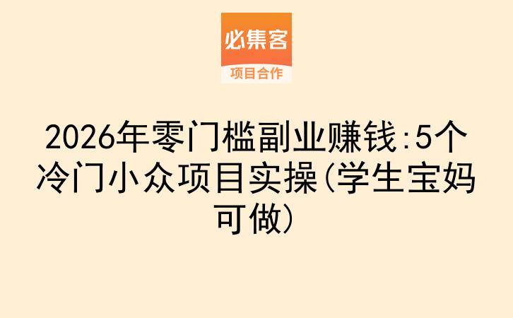 2026年零门槛副业赚钱:5个冷门小众项目实操(学生宝妈可做)-云推网创项目库