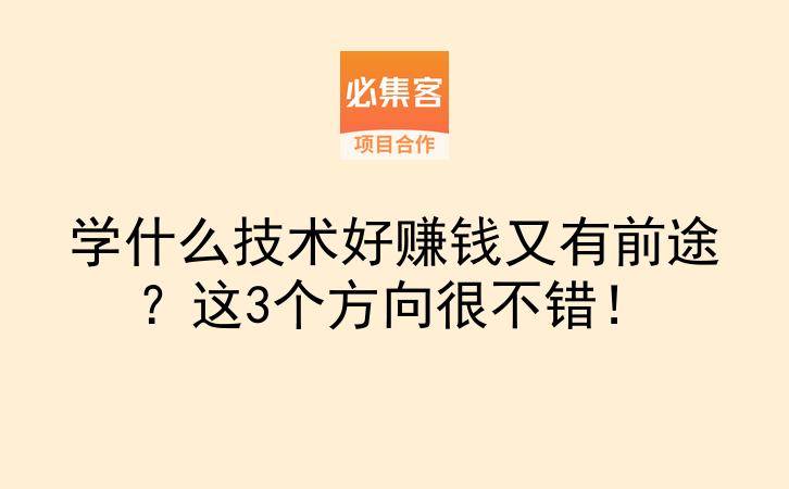 学什么技术好赚钱又有前途？这3个方向很不错！-云推网创项目库
