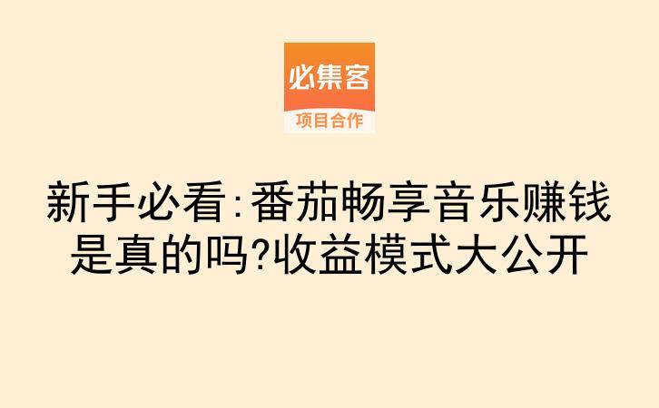 新手必看:番茄畅享音乐赚钱是真的吗?收益模式大公开-云推网创项目库
