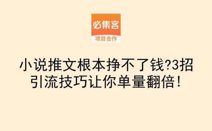 小说推文根本挣不了钱?3招引流技巧让你单量翻倍!-云推网创项目库