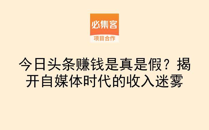 今日头条赚钱是真是假？揭开自媒体时代的收入迷雾-云推网创项目库