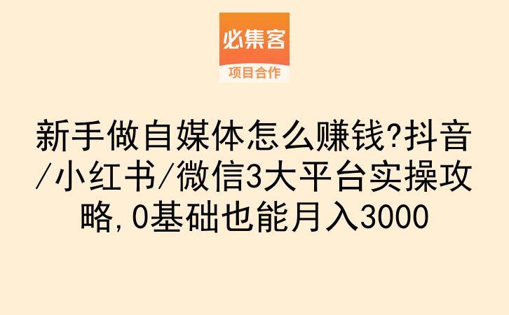 新手做自媒体怎么赚钱?抖音/小红书/微信3大平台实操攻略,0基础也能月入3000-云推网创项目库