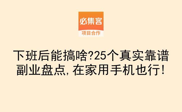 下班后能搞啥?25个真实靠谱副业盘点,在家用手机也行!-云推网创项目库