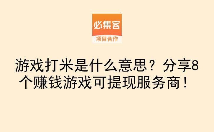 游戏打米是什么意思？分享8个赚钱游戏可提现服务商！-云推网创项目库