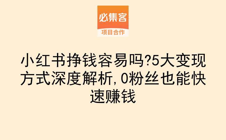小红书挣钱容易吗?5大变现方式深度解析,0粉丝也能快速赚钱-云推网创项目库