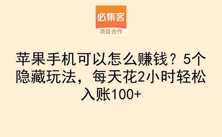 苹果手机可以怎么赚钱？5个隐藏玩法，每天花2小时轻松入账100+-云推网创项目库