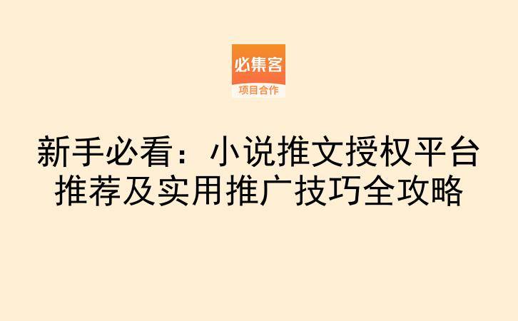 新手必看：小说推文授权平台推荐及实用推广技巧全攻略-云推网创项目库