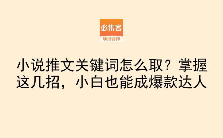 小说推文关键词怎么取？掌握这几招，小白也能成爆款达人-云推网创项目库