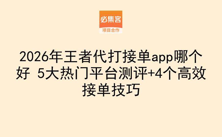 2026年王者代打接单app哪个好 5大热门平台测评+4个高效接单技巧-云推网创项目库