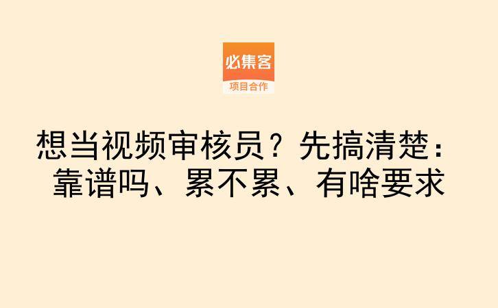 想当视频审核员?先搞清楚:靠谱吗、累不累、有啥要求-云推网创项目库