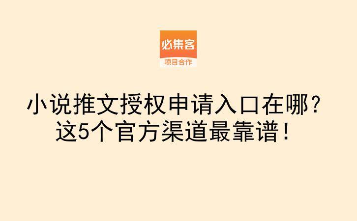 小说推文授权申请入口在哪？这5个官方渠道最靠谱！-云推网创项目库