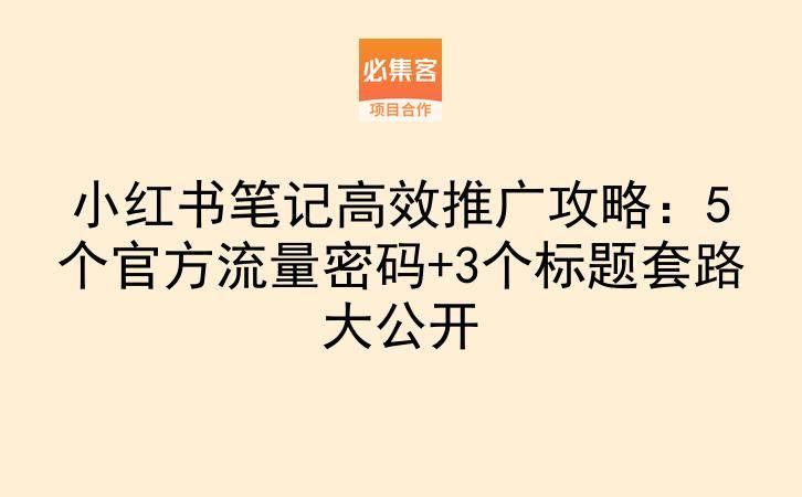 小红书笔记高效推广攻略：5个官方流量密码+3个标题套路大公开-云推网创项目库