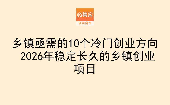 乡镇亟需的10个冷门创业方向 2026年稳定长久的乡镇创业项目-云推网创项目库