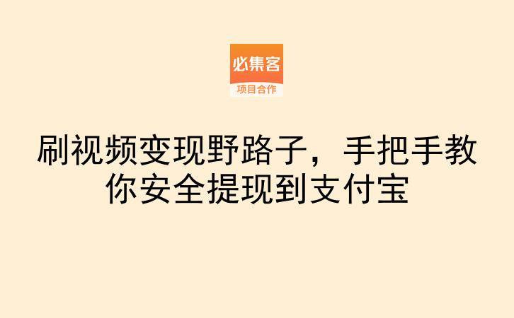 刷视频变现野路子，手把手教你安全提现到支付宝-云推网创项目库