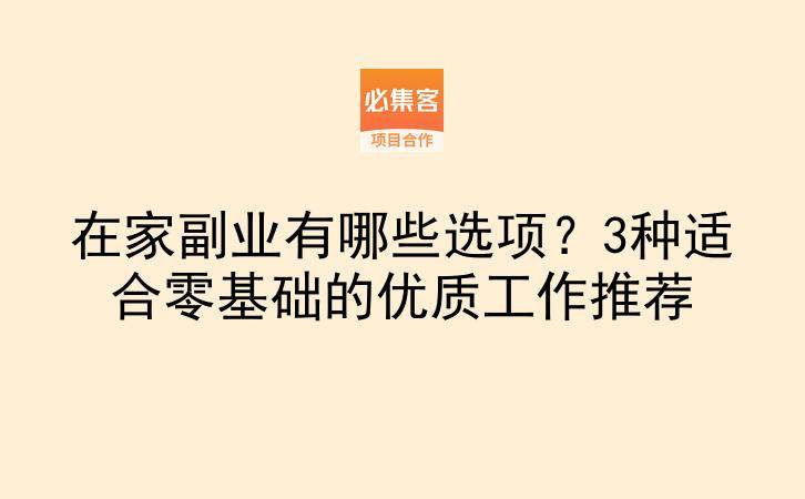 在家副业有哪些选项？3种适合零基础的优质工作推荐-云推网创项目库