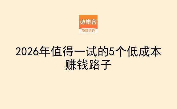 2026年值得一试的5个低成本赚钱路子-云推网创项目库