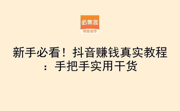 新手必看！抖音赚钱真实教程：手把手实用干货-云推网创项目库