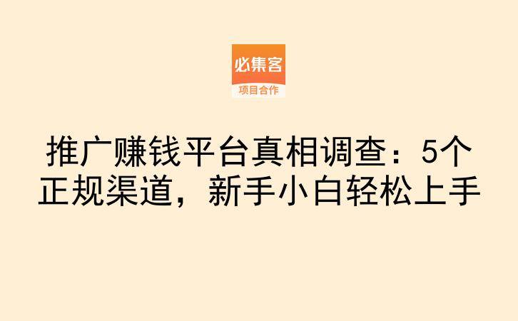 推广赚钱平台真相调查：5个正规渠道，新手小白轻松上手-云推网创项目库