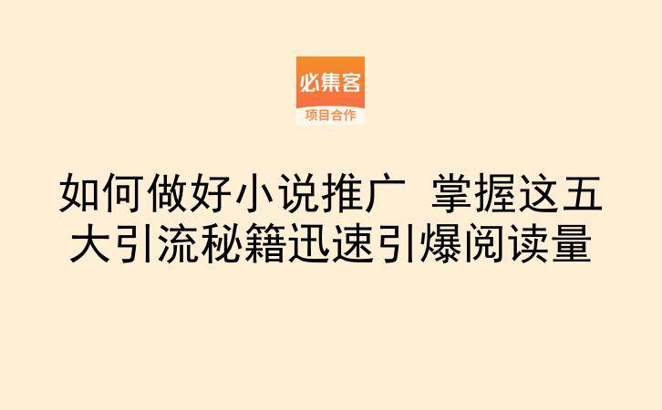 如何做好小说推广 掌握这五大引流秘籍迅速引爆阅读量-云推网创项目库
