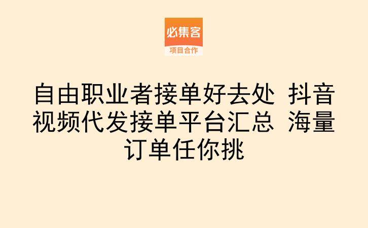 自由职业者接单好去处 抖音视频代发接单平台汇总 海量订单任你挑-云推网创项目库