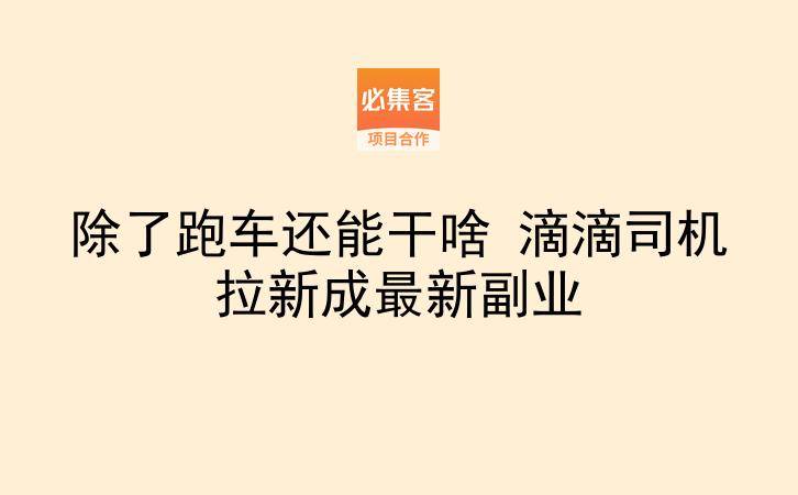 除了跑车还能干啥 滴滴司机拉新成最新副业-云推网创项目库