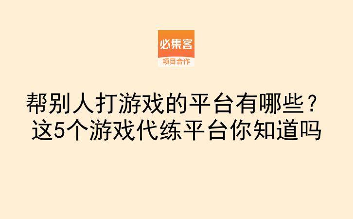 帮别人打游戏的平台有哪些？这5个游戏代练平台你知道吗-云推网创项目库