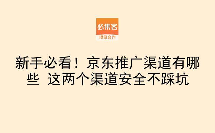 新手必看!京东推广渠道有哪些 这两个渠道安全不踩坑-云推网创项目库