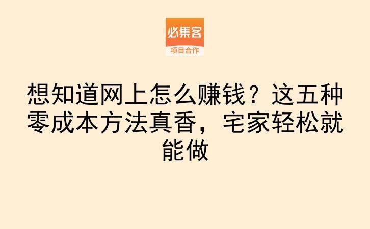 想知道网上怎么赚钱？这五种零成本方法真香，宅家轻松就能做-云推网创项目库