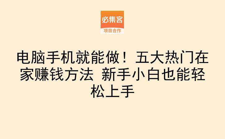 电脑手机就能做！五大热门在家赚钱方法 新手小白也能轻松上手-云推网创项目库