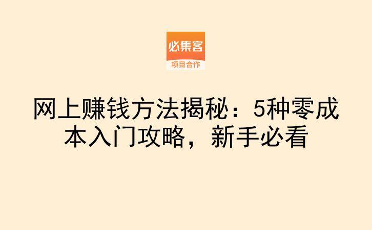 网上赚钱方法揭秘：5种零成本入门攻略，新手必看-云推网创项目库