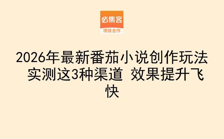 2026年最新番茄小说创作玩法 实测这3种渠道 效果提升飞快-云推网创项目库