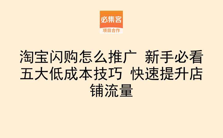 淘宝闪购怎么推广 新手必看五大低成本技巧 快速提升店铺流量-云推网创项目库
