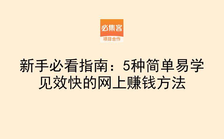 新手必看指南:5种简单易学见效快的网上赚钱方法-云推网创项目库