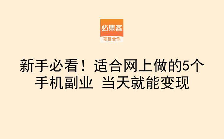 新手必看！适合网上做的5个手机副业 当天就能变现-云推网创项目库