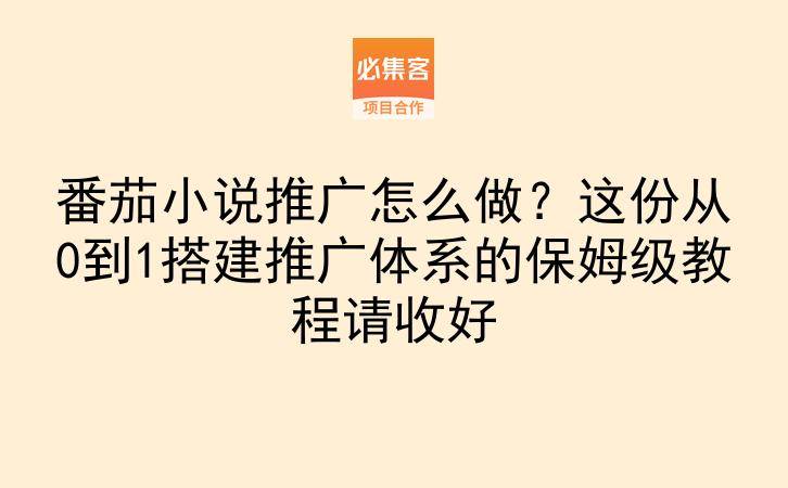 番茄小说推广怎么做?这份从0到1搭建推广体系的保姆级教程请收好