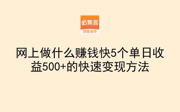 网上做什么赚钱快5个单日收益500+的快速变现方法